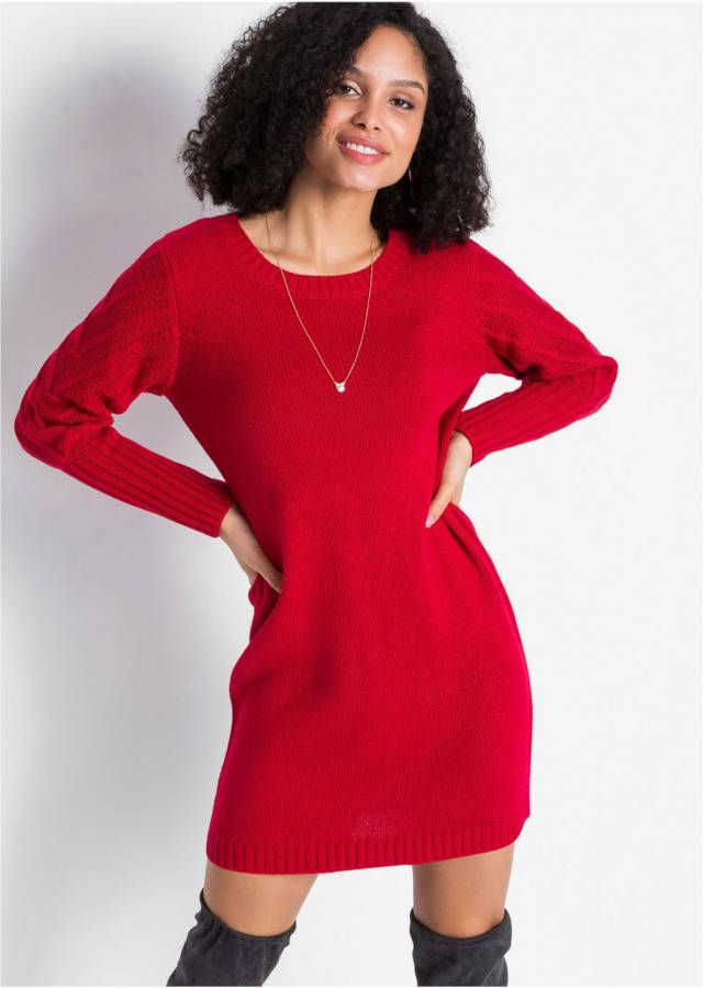 BODYFLIRT Gebreide jurk, rood, 100% acryl