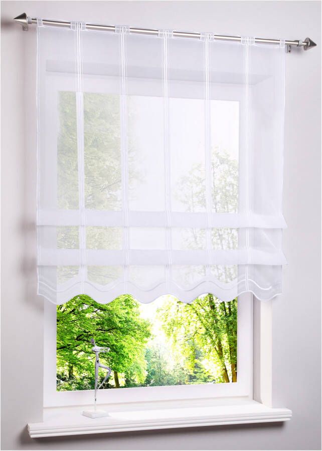 bonprix Vouwgordijn met clips en golvend borduursel