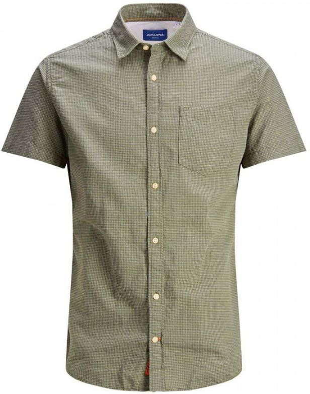 JACK & JONES ORIGINALS slim fit overhemd Abel met all over print grijsgroen