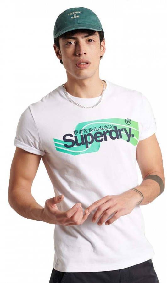 Superdry slim fit T shirt met logo wit