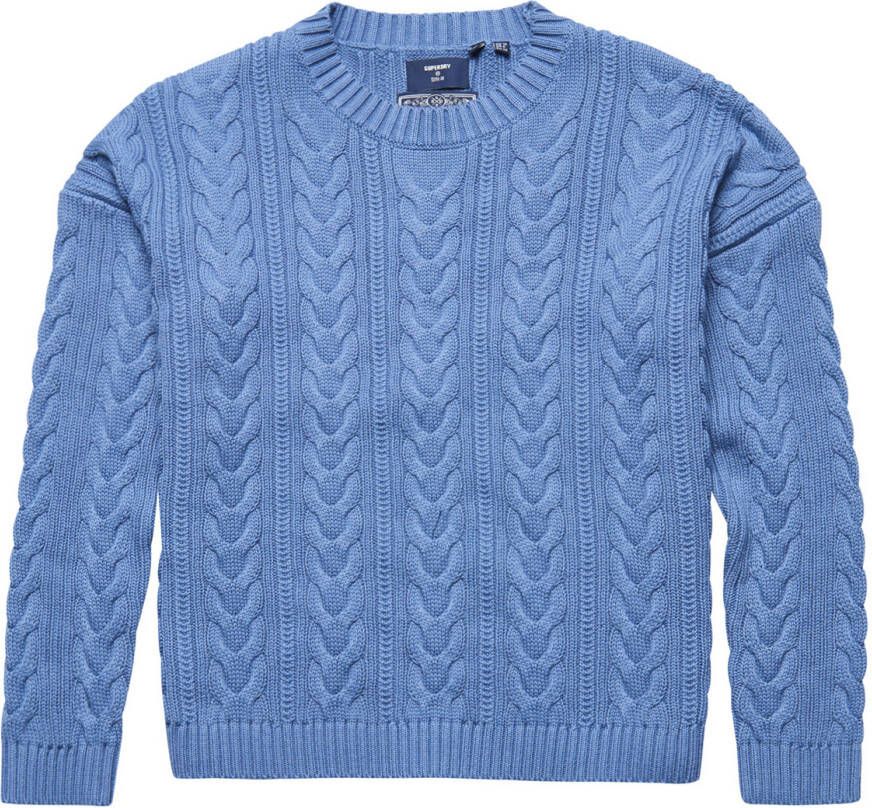 Superdry trui kabel uni donkerblauw Dames