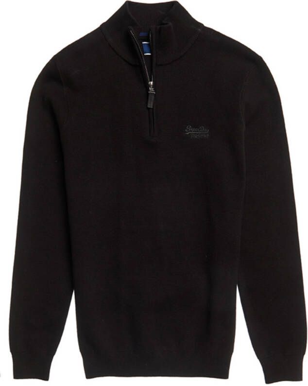 Superdry Grijze trui rits in kraag melange