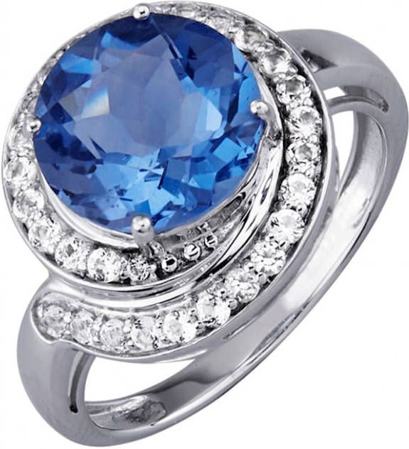 KLiNGEL Damesring met 1 blauwe fluoriet Blauw