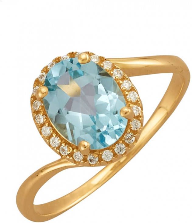 KLiNGEL Damesring met blauwe topaas en synth. zirkonia's Blauw