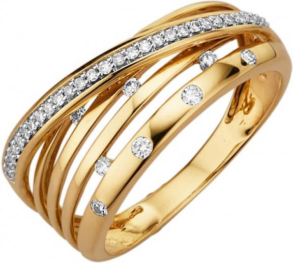 KLiNGEL Damesring met diamanten Geelgoudkleur