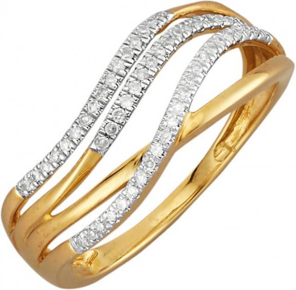 KLiNGEL Damesring met diamanten Geelgoudkleur