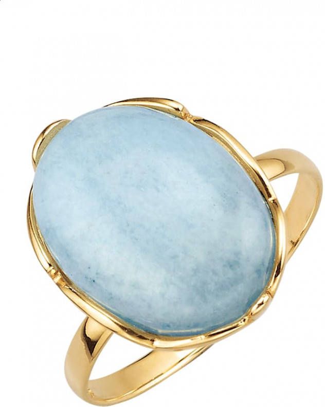 KLiNGEL Damesring met Milky aquamarijn Goudkleur