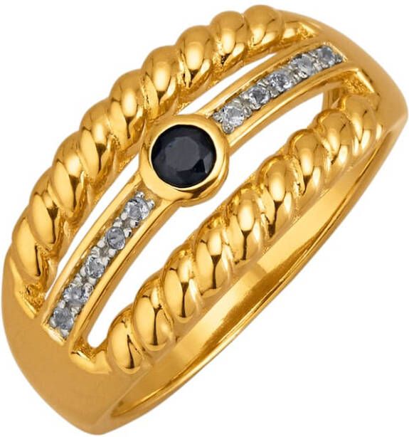 KLiNGEL Damesring met saffier en witte topazen Blauw