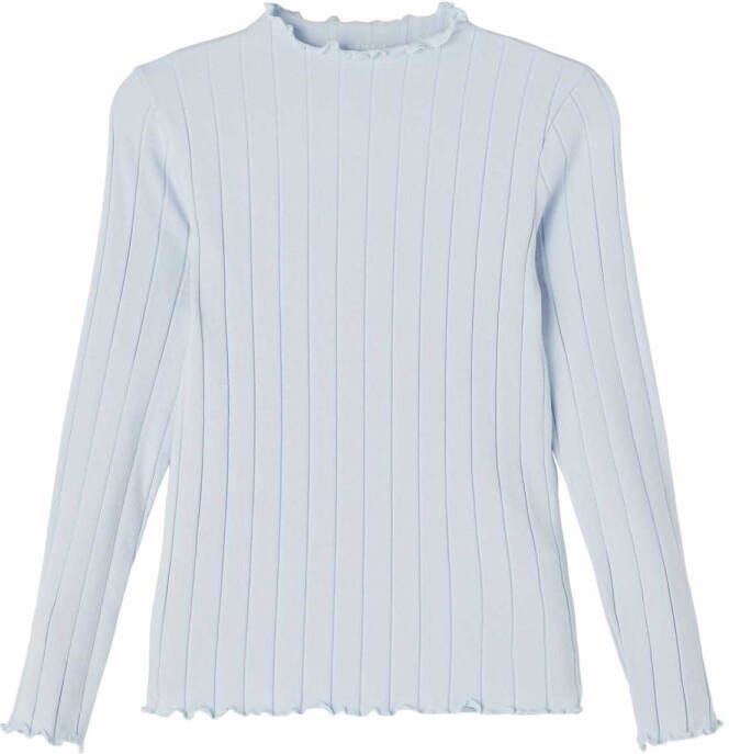 NAME IT KIDS ribgebreide top NKFNORALINA met biologisch katoen lichtblauw