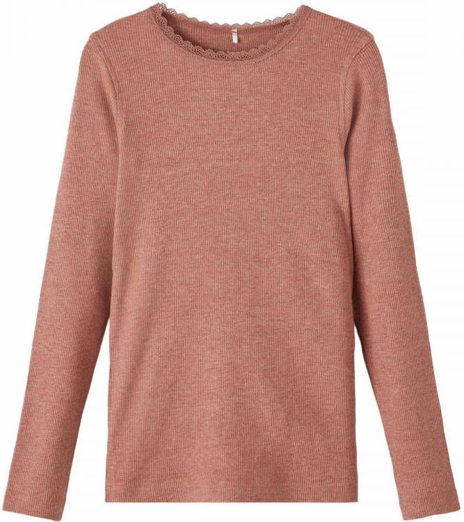 NAME IT KIDS ribgebreide longsleeve NKFKAB met biologisch katoen camel