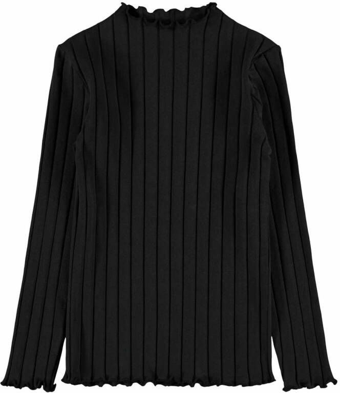 NAME IT KIDS ribgebreide top NKFNORALINA met biologisch katoen zwart