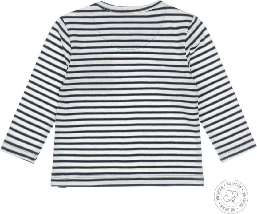 Dirkje baby gestreepte longsleeve met biologisch katoen grijsgroen/wit/donkerblauw