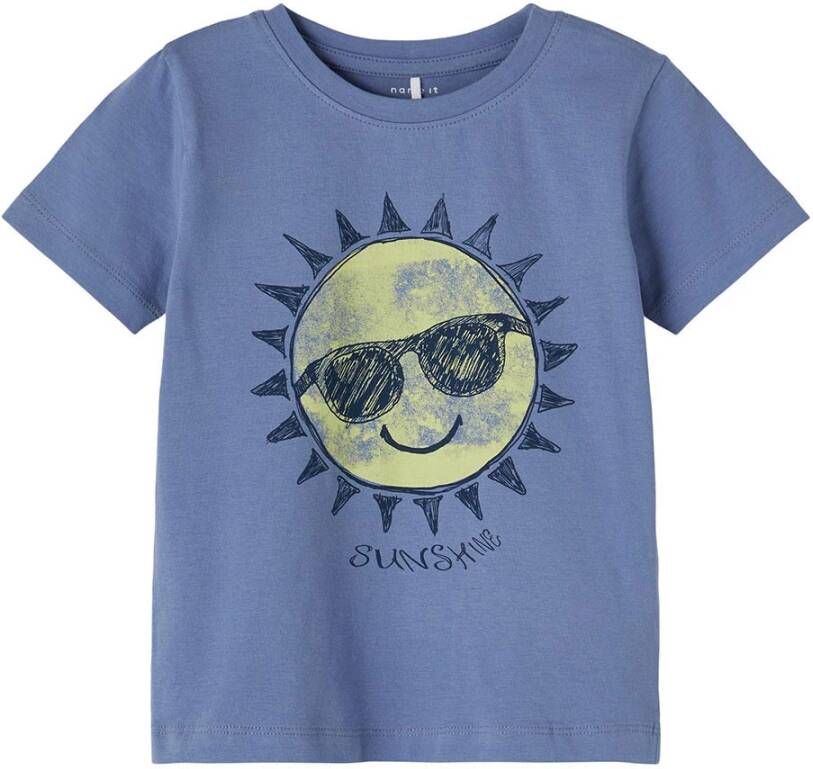 NAME IT MINI T shirt NMMFREDDI met printopdruk blauw