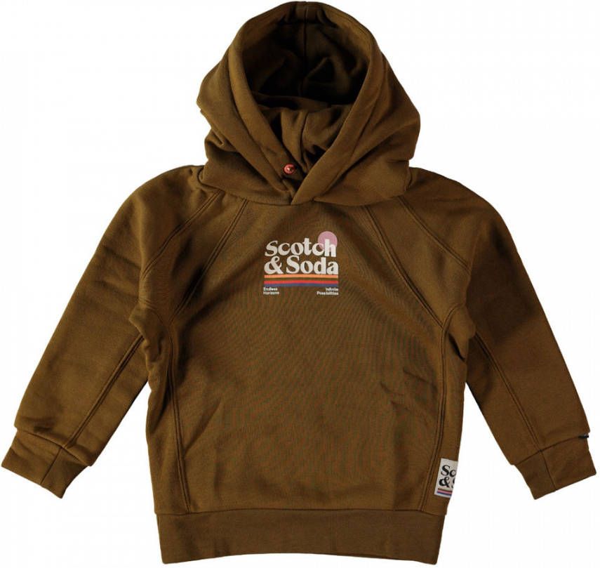 Scotch & Soda hoodie met logo donker mosterdgeel