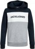 JACK & JONES JUNIOR hoodie JJELOGO met logo donkerblauw/grijs melange/wit online kopen