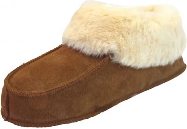 KLiNGEL Pantoffel met vacht aan de binnenkant en antislipzool Bruin