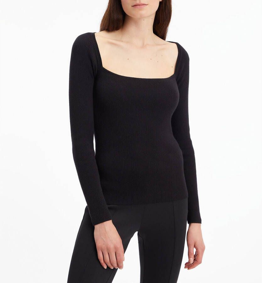 Calvin Klein Ribgebreide trui in wolblend met stretch