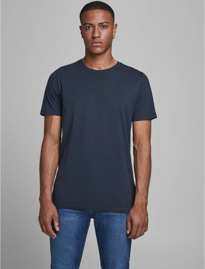 JACK & JONES ESSENTIALS basic T shirt JJEORGANIC van biologisch katoen marine