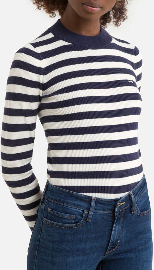 Levi's ribgebreide sweater met logo donkerblauw/wit