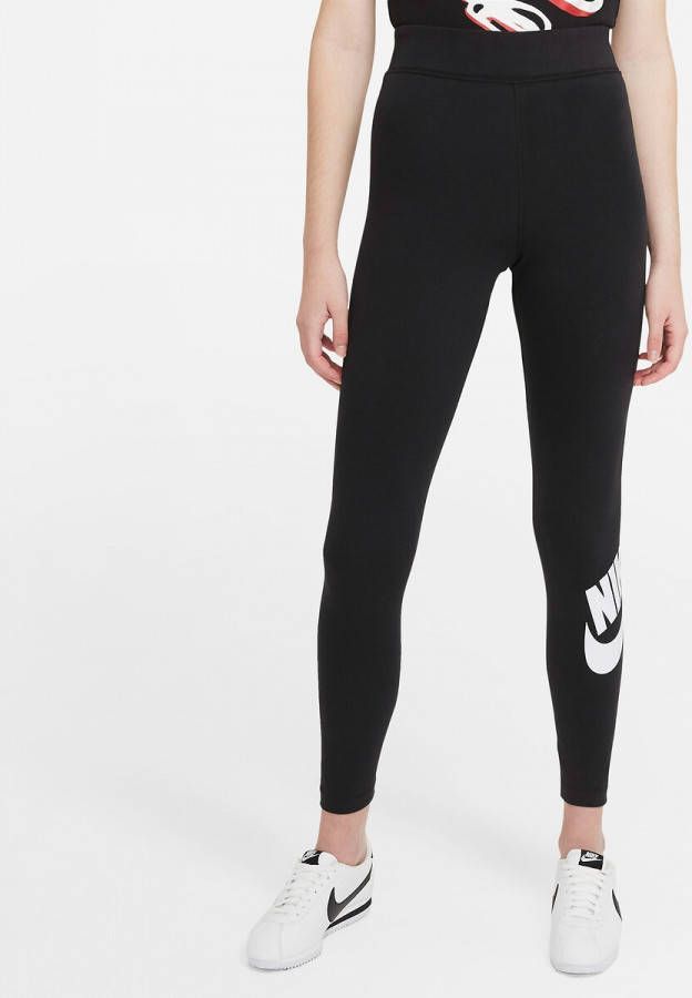Nike Sportswear Essential Legging met hoge taille en graphic voor dames Black/White Dames online kopen