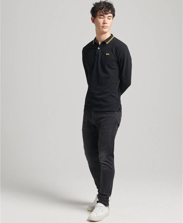 Superdry Rechte polo met lange mouwen in piqué, tricot