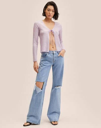 Mango Gala ribgebreid vest met striksluiting