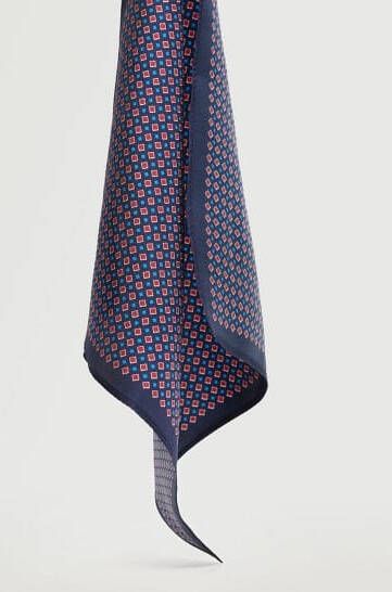 Mango Clasico pochet van zijde met ruitdessin