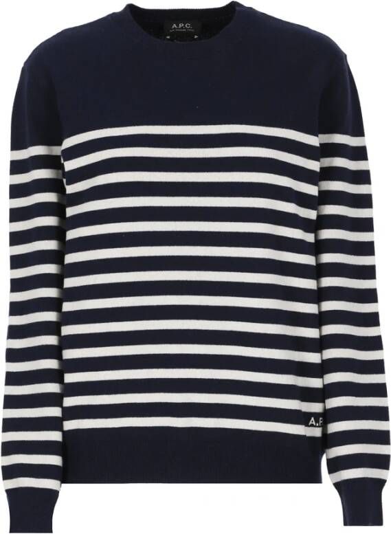 A.p.c. Round neck Knitwear , Blauw, Dames