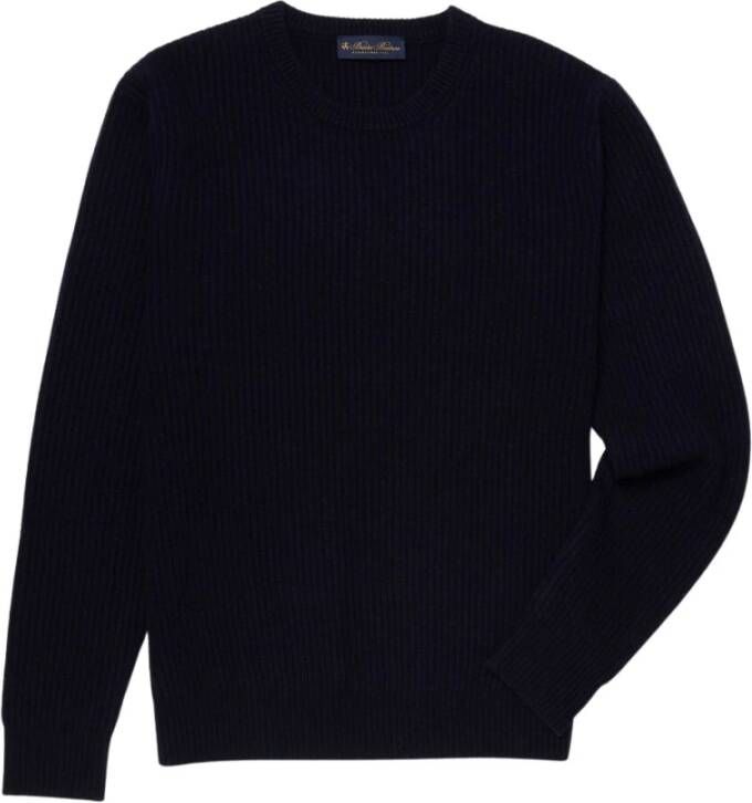 Brooks Brothers Geribbelde wol en kasjmiertrui , Blauw, Heren