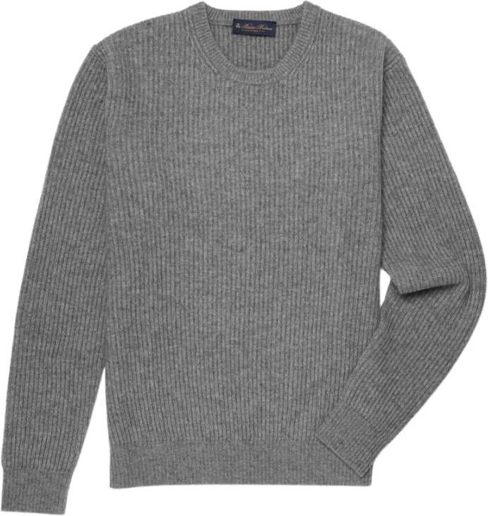 Brooks Brothers Geribbelde wol en kasjmiertrui , Grijs, Heren