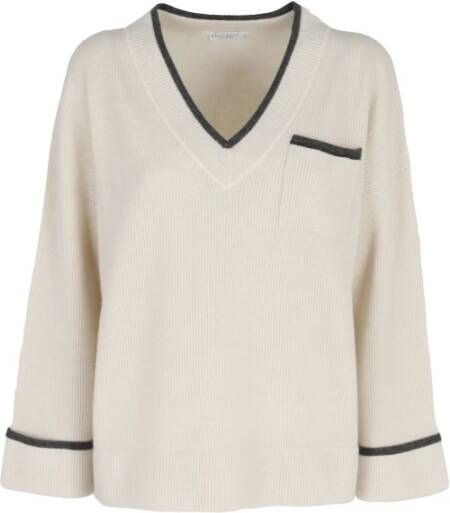 BRUNELLO CUCINELLI V neck Knitwear , Beige, Dames