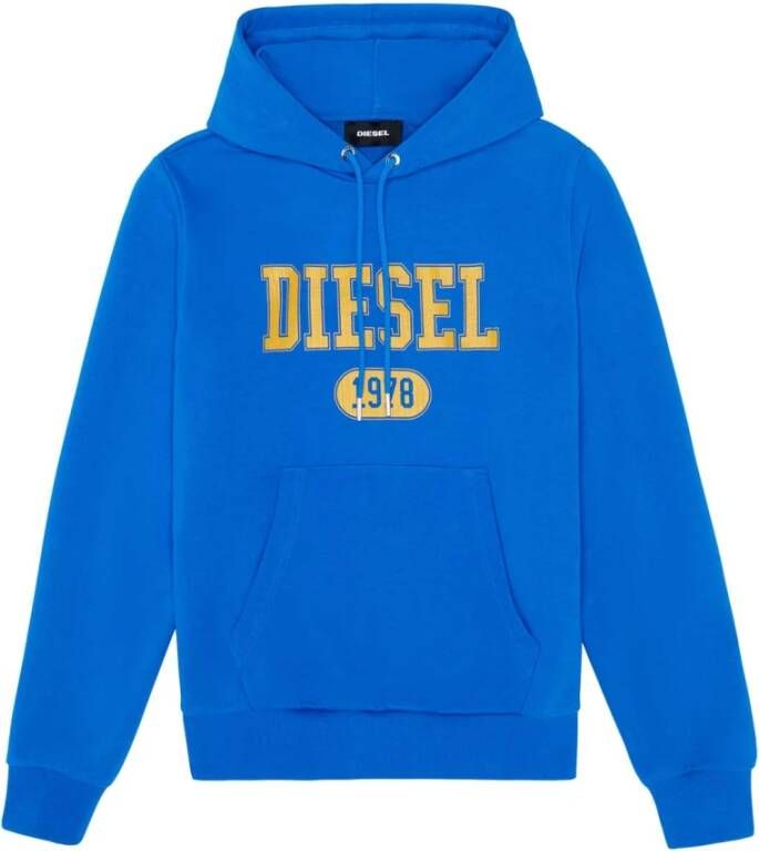 Diesel Hoodie en logo aan de voorkant , Blauw, Heren