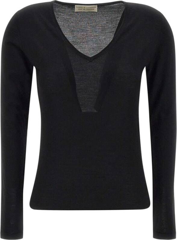 Filippo De Laurentis Sweaters Black , Zwart, Dames