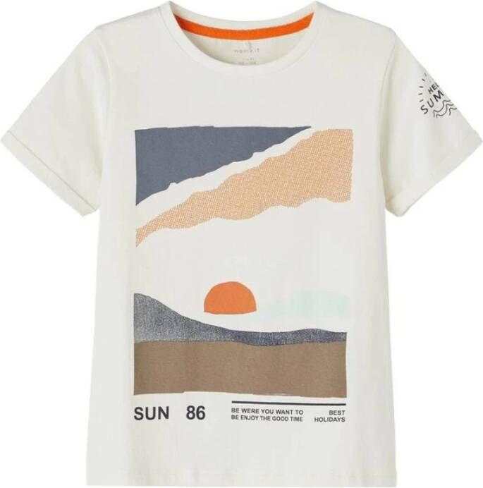 name it ! Jongens Shirt Korte Mouw -- Off White Katoen/elasthan