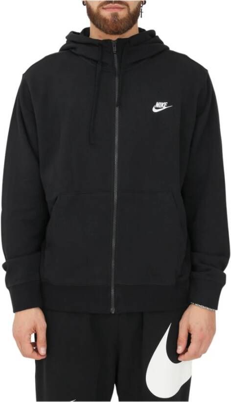 Nike Sudadera Hombre NSW Club Hoodie FZ FT , Zwart, Heren