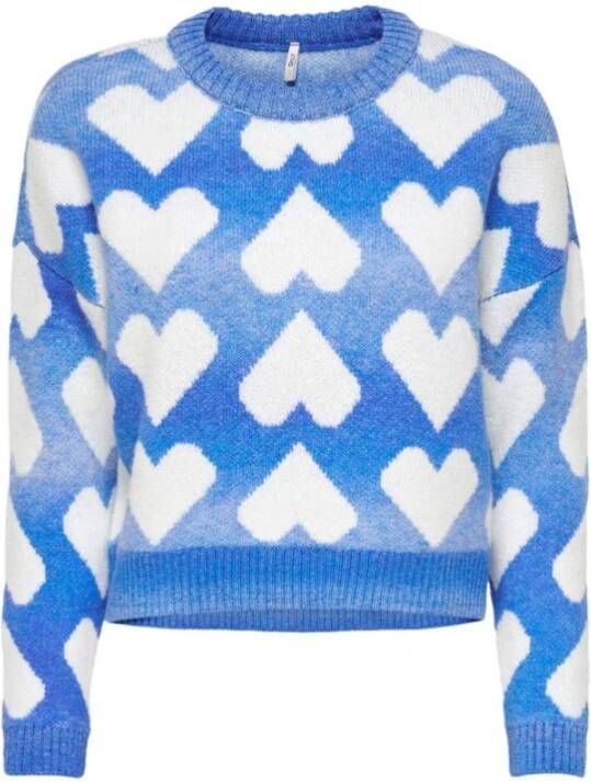 Only Ronde hals gekweek , Blauw, Dames