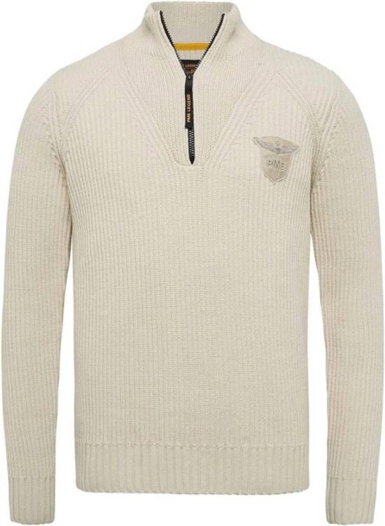PME Legend Half ritssluiting van kraag katoen wit , Beige, Heren