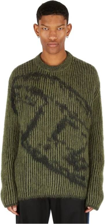 Diesel Ronde hals gekweek , Groen, Heren