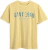 GANT Regular Fit T Shirt ronde hals geel, Bedrukt online kopen