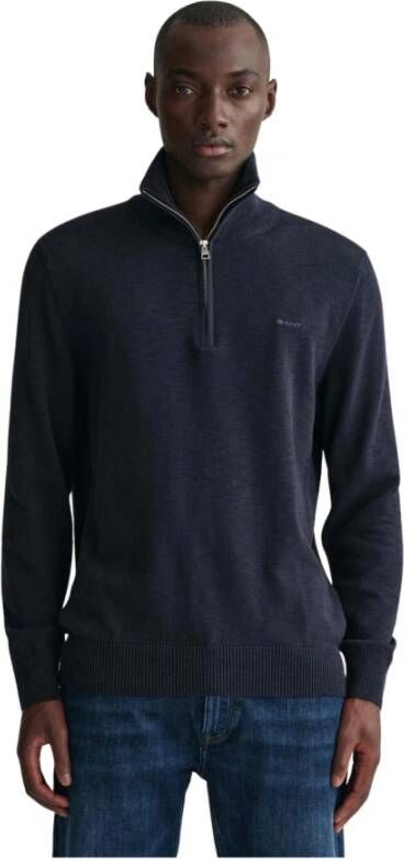 Gant Flamme Sweater met Rits Evening Blue Heren online kopen