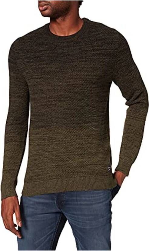 JACK & JONES ESSENTIALS gemêleerde trui JJETHOMAS groen/zwart