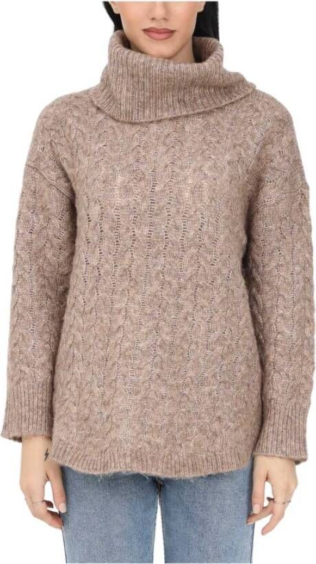 Only Trudy leven l/s lange rollneck knt mocha meringue , Bruin, Dames