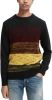 Scotch & Soda Contrast gradiënt crewneck pullover , Zwart, Heren online kopen