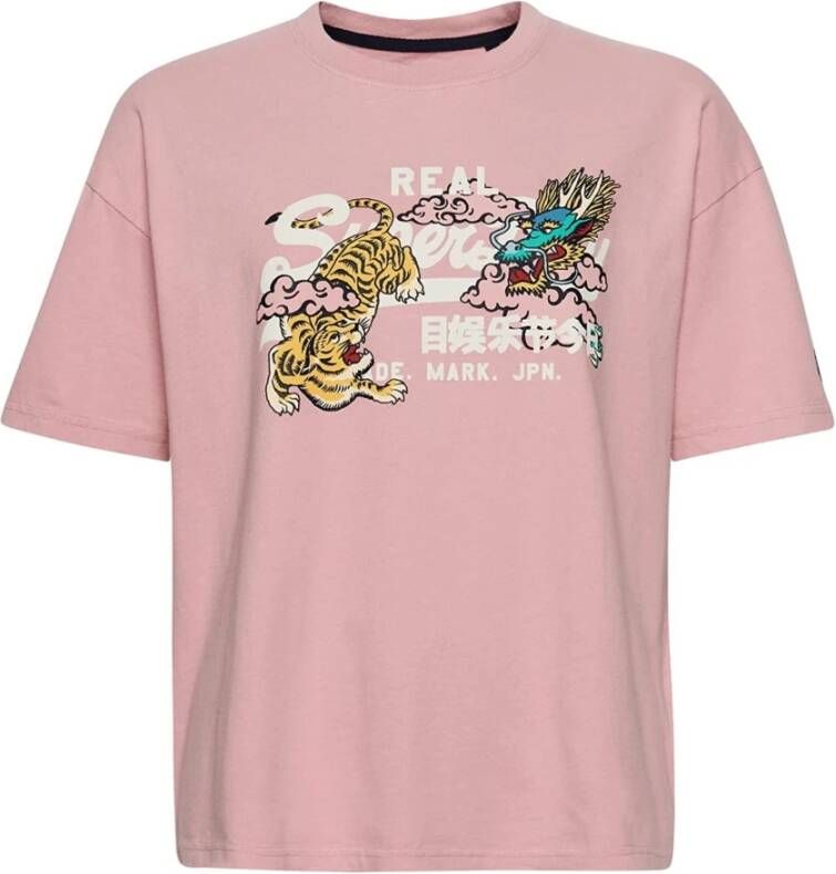 Superdry T shirt vintage logo verhaal , Roze, Dames