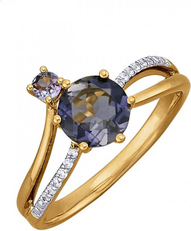 KLiNGEL Damesring met ioliet en synth. zirkonia's Blauw