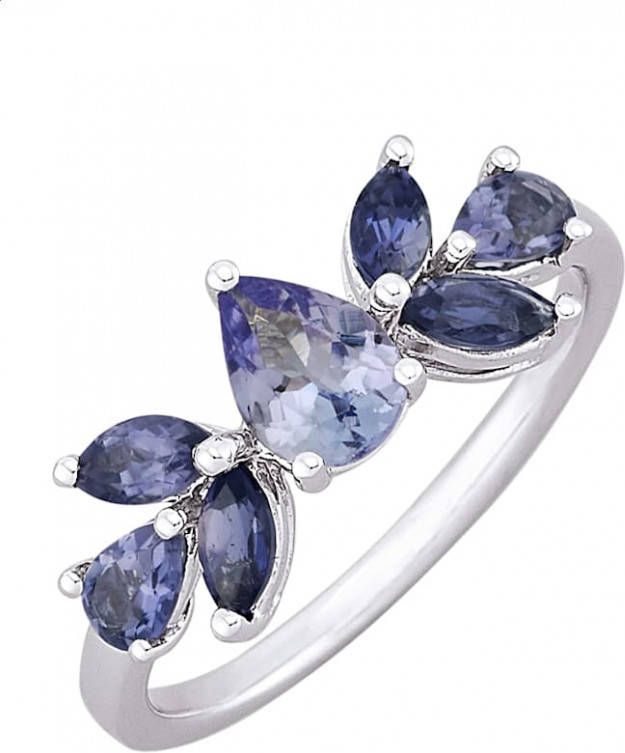 MONA Damesring met tanzaniet en ioliet Blauw