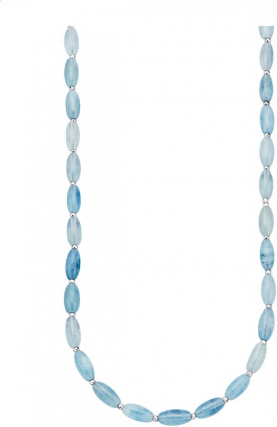 KLiNGEL Ketting met Milky aquamarijnen Blauw