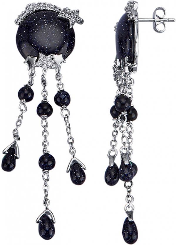 KLiNGEL Oorbellen Ster met blauwe goudsteen(beh.) Blauw