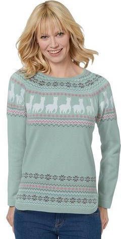 Pullover met lange mouwen in kalkmint/ecru gedessineerd van heine