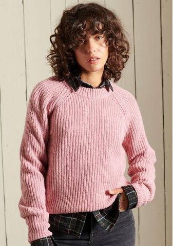 Superdry Grofgebreide trui in wolblend met gemêleerd dessin